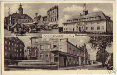 13806 Mehrbild Ak Meerane am Bahnhof usw. 1937