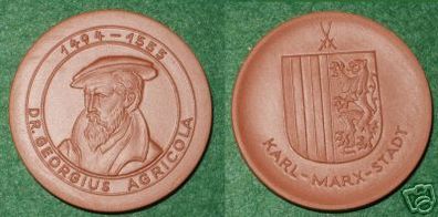 DDR Medaille Porzellan Dr.Georgius Agricola 1494-1555