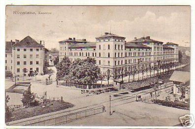 13473 Ak Konstanz Kaserne mit Bahnübergang 1907