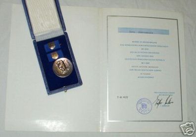 rare DDR Artur B. Medaille in Silber Plus Urkunde 1977