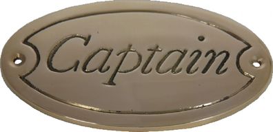 Messingschild Schild Messing oval Captain ca. 13 x 7,5 cm Boot