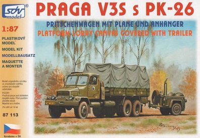 SDV 87113 Bausatz Praga V3S + PK-26 Pritsche mit Pane + Anhänger Maßstab 1:87