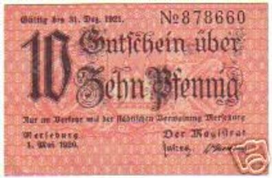 10 Pfennig Banknote Notgeld der Stadt Merseburg 1920