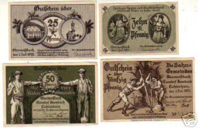 4 Banknoten Notgeld der Gemeinde Oberweißbach 1921