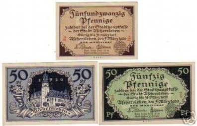 3 Banknoten Notgeld der Stadt Aschersleben 1920