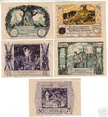 5 Banknoten Notgeld der Stadt Frankenhausen 1921