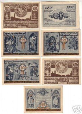 7 Banknoten Notgeld der Stadt Bürgel Thüringen 1921