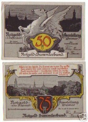 2 Banknoten Notgeld Sammlerbund Ausstellung Weimar