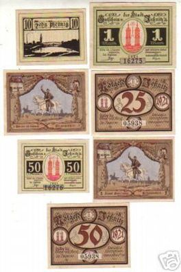 7 Banknoten Notgeld der Stadt Jessnitz 1921