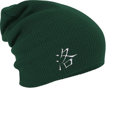 Longbeanie Slouch-Beanie Mütze Chinesiches Zeichen 54476 grün