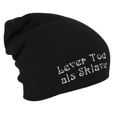 Longbeanie Slouch-Beanie Mütze Lever Tod als Sklave 54516 schwarz