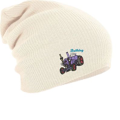 Longbeanie Slouch-Beanie Mütze Traktor Lanz Bulldog 55355 Ecru