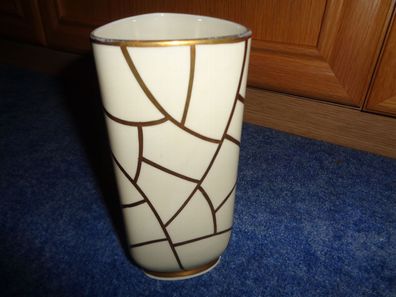 alte Vase aus Omas Hausrat-Dreiecksform-gestempelt Lichte 60er Jahre-beige gold