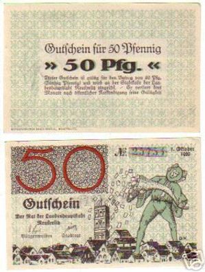 2 Banknoten Notgeld Landeshauptstadt Neustrelitz 1920