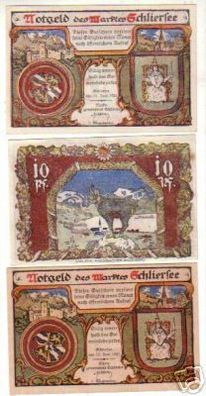 3 Banknoten Notgeld des Marktes Schliersee 1921