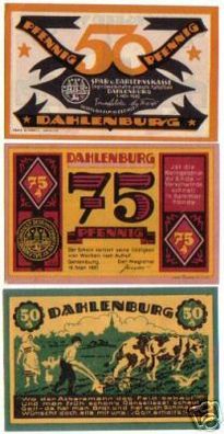3 Banknoten Notgeld der Stadt Dahlenburg 1921