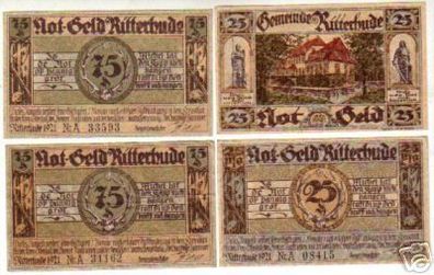 3 Banknoten Notgeld der Gemeinde Ritterhude 1921