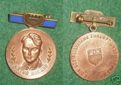 alte DDR Artur B. Medaille der FDJ in Bronze