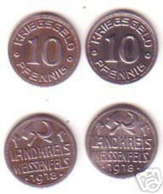2 Münzen Notgeld 10 Pfennig Landkreis Weißenfels 1918
