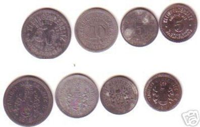 4 Münzen Notgeld 5 bis 50 Pfennig Stadt Meuselwitz 1918