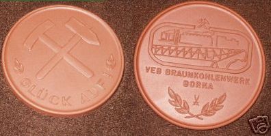 DDR Porzellan Medaille VEB Braunkohlenwerk Borna