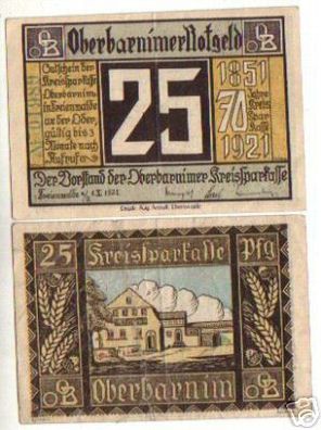 2 Banknoten Notgeld Kreissparkasse Oberbarnim 1921