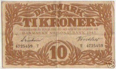 10 Kroner Banknote Dänemark 1943
