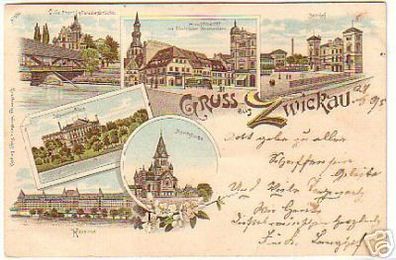 14349 Ak Lithographie Gruss aus Zwickau um 1900