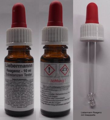 Substanzen Tester - Liebermann Reagenz 10 ml mit Farbskala - Testet 93 Substanzen