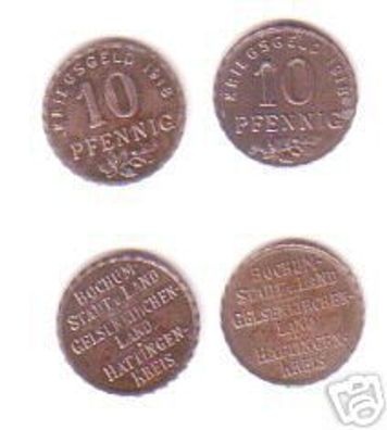 2 x 10 Pfennig Notgeld Münze Stadt Bochum 1918