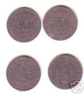 2 x 10 Pfennig Notgeld Münze Stadt Meuselwitz 1918