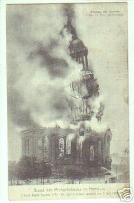 14147 Ak Hamburg Brand der Michaeliskirche 1906