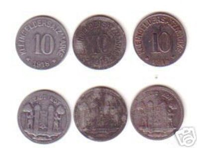 3 x 10 Pfennig Notgeld Münze Stadt Hof 1918