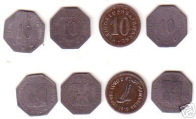 4 x 10 Pfennig Notgeld Münze Stadt Pirmasens 1919