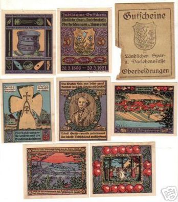 6 Banknoten Notgeld Stadt Oberheldrungen 1921 im Etui