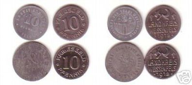 3 x 10 & 1 x 50 Pfennig Notgeld Münze Stadt Weissenfels