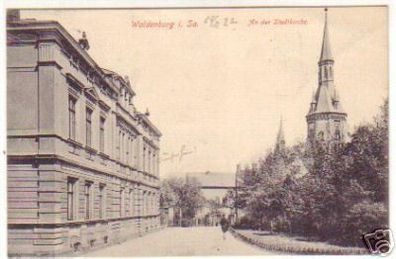 13960 Ak Waldenburg in Sa. an der Stadtkirche 1922