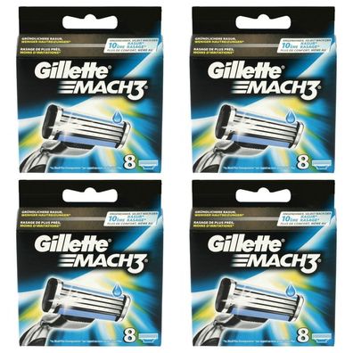 4 x Gillette Mach3 8er Klingen Rasierklingen Gilette Ersatzklingen
