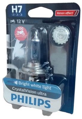 H7 Philips Crystal Vision Ultra 10G Motorradlampe 1er 12972CVUBW