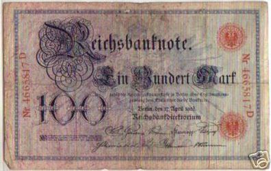 100 Mark Banknote 1903 deutsches Kaiserreich