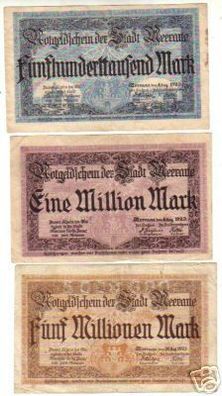 3 Banknoten Inflation Stadt Meerane 1923