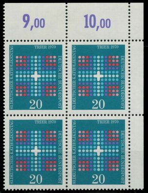 BRD 1970 Nr 648 postfrisch Viererblock ECKE-ORE X7F3796