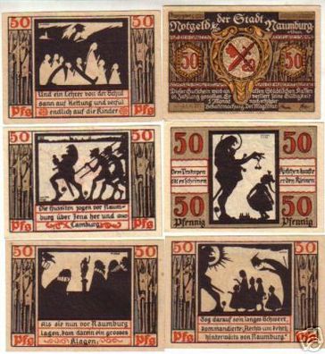 6 Banknoten Notgeld Stadt Naumburg 1921