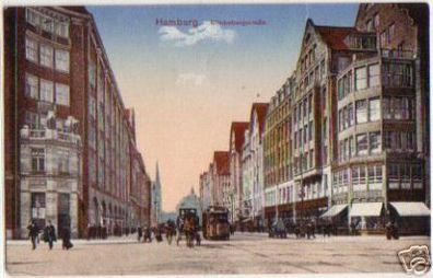 14165 Ak Hamburg Mönkebergstraße Straßenbahn 1917
