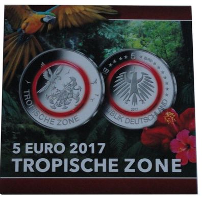 BRD: 5 x 5 Euro Tropische Zone 2017 ADFGJ Stempelglanz im Blister