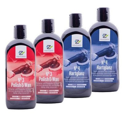 Nextzett 2x No3 Polish & Wax + 2x No4 Hartglanz / Hartwachs je 250ml