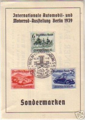 15442 Sondermarken Automobilausstellung Berlin 1937