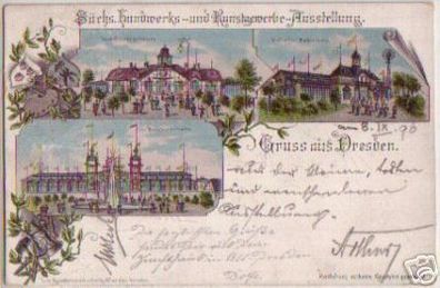 15381 Ak Lithographie Gruss aus Dresden 1896