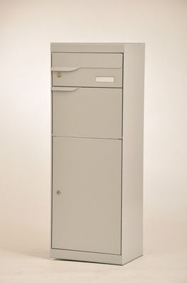 Etna 771, XXL Paketbriefkasten, weiß Aluminium, Entnahme von vorne mit Montageset