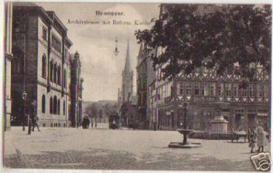 15880 Ak Hannover Archivstrasse mit Kirche 1905